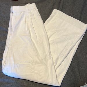 Cream/White Linen Trouser Pant